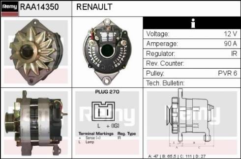 Remy RAA14350 - Генератор autosila-amz.com