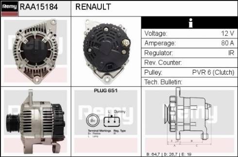 Remy RAA15184 - Генератор autosila-amz.com