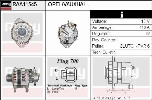 Remy RAA11545 - Генератор autosila-amz.com