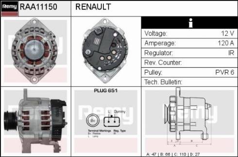 Remy RAA11150 - Генератор autosila-amz.com