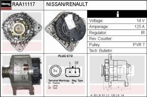 Remy RAA11117 - Генератор autosila-amz.com