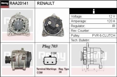 Remy RAA20141 - Генератор autosila-amz.com