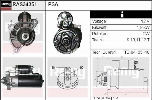 Remy RAS34351 - Стартер autosila-amz.com