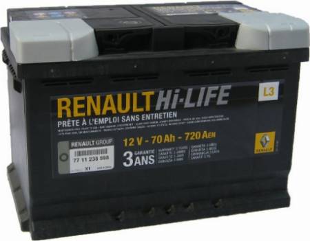 RENAULT 77 11 238 598 - Стартерная аккумуляторная батарея, АКБ autosila-amz.com