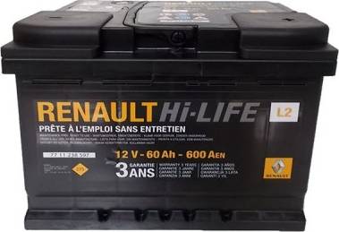 RENAULT 7711238597 - аккумуляторная батарея! L2 60Ah/600A\ autosila-amz.com