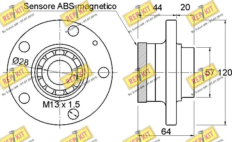 REPKIT RKB1928 - Комплект подшипника ступицы колеса autosila-amz.com