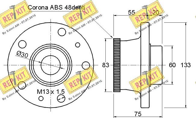 REPKIT RKB1087 - Комплект подшипника ступицы колеса autosila-amz.com