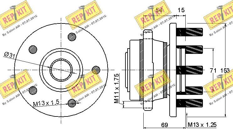 REPKIT RKB2221 - Комплект подшипника ступицы колеса autosila-amz.com