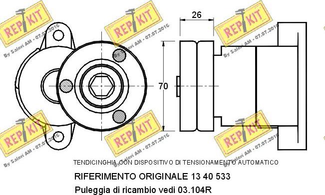 REPKIT RKT1108 - Натяжитель, поликлиновый ремень autosila-amz.com