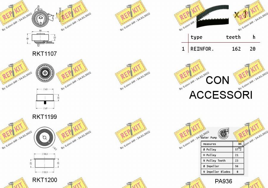 REPKIT RKTK0848PA - Водяной насос + комплект зубчатого ремня ГРМ autosila-amz.com