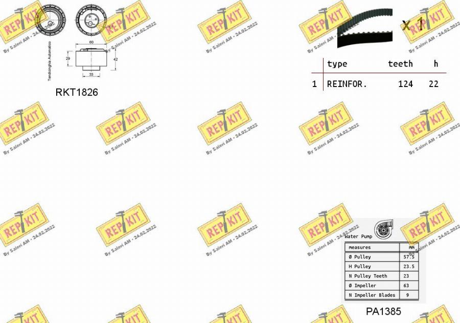 REPKIT RKTK0842PA2 - Водяной насос + комплект зубчатого ремня ГРМ autosila-amz.com