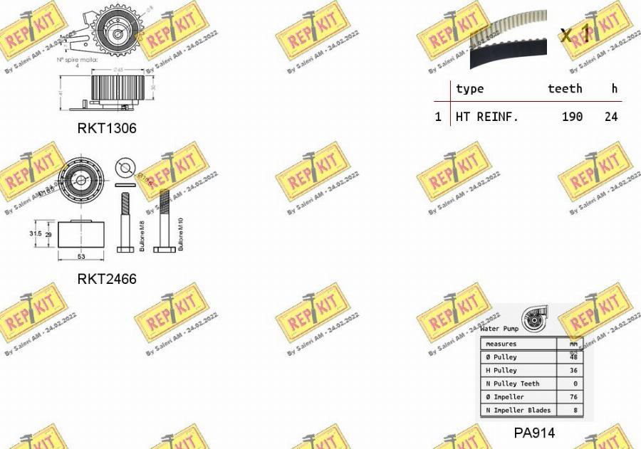 REPKIT RKTK1093PA - Водяной насос + комплект зубчатого ремня ГРМ autosila-amz.com