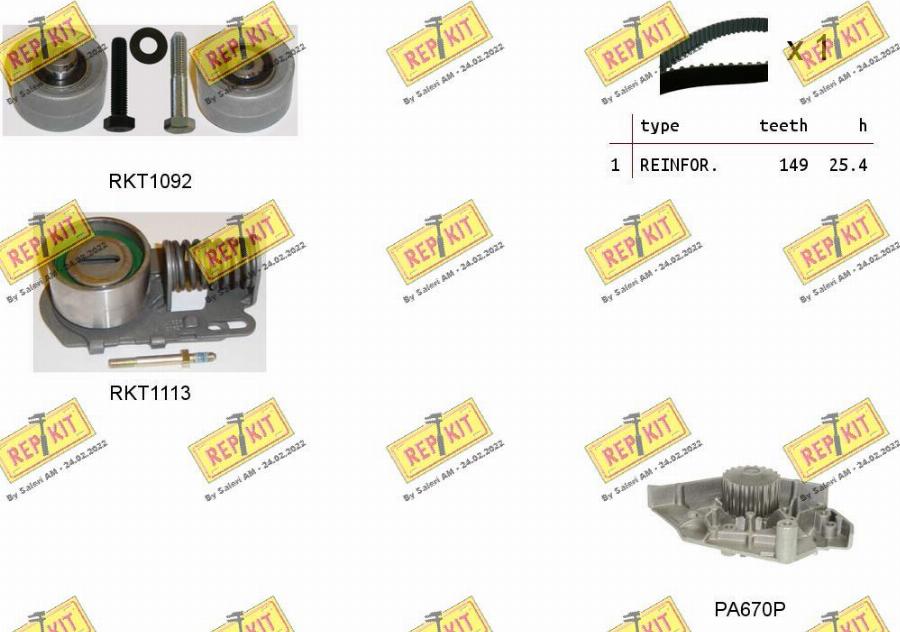 REPKIT RKTK1038PA - Водяной насос + комплект зубчатого ремня ГРМ autosila-amz.com