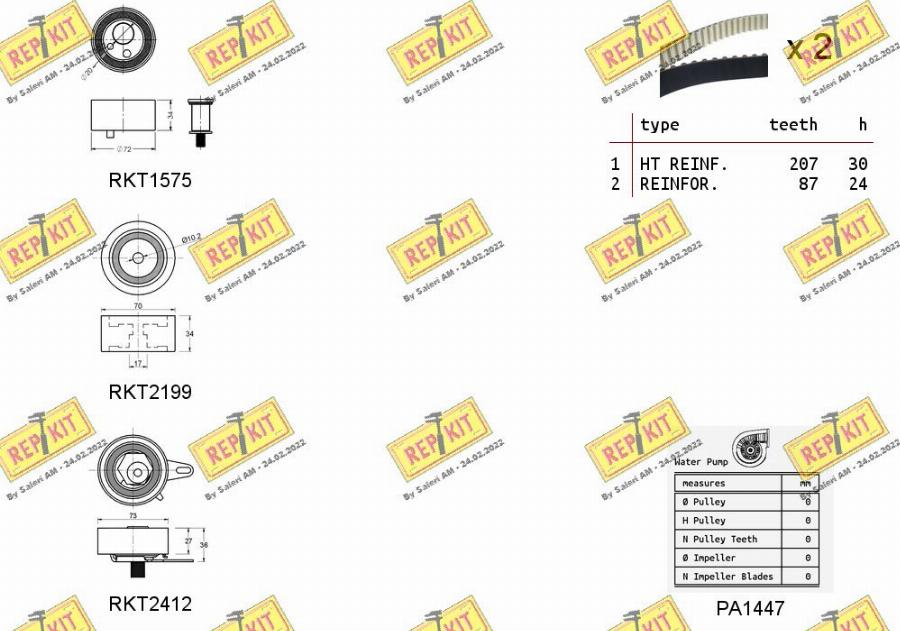 REPKIT RKTK1173PA - Водяной насос + комплект зубчатого ремня ГРМ autosila-amz.com