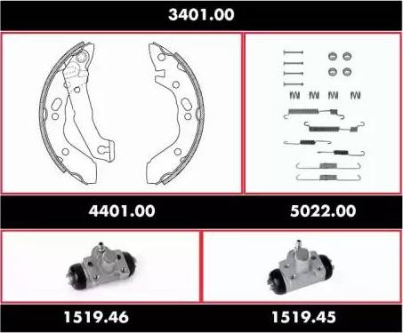 Roadhouse 3401.00 - Комплект тормозных колодок, барабанные autosila-amz.com