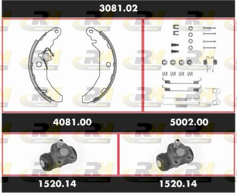 Roadhouse 3081.02 - Комплект тормозных колодок, барабанные autosila-amz.com