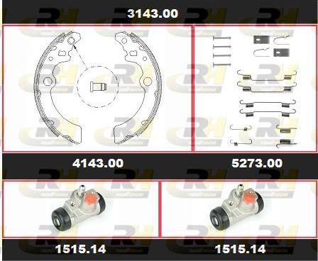 Roadhouse 3143.00 - Комплект тормозных колодок, барабанные autosila-amz.com