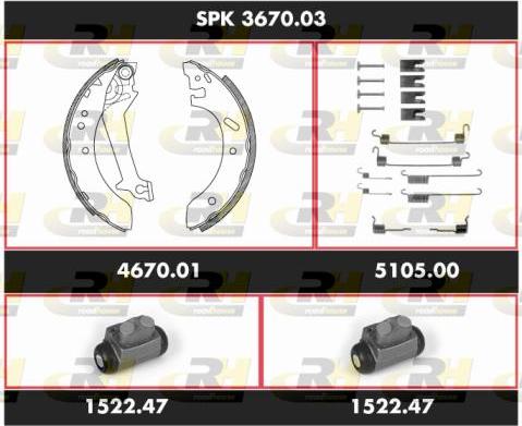 Roadhouse SPK 3670.03 - Комплект тормозов, барабанный тормозной механизм !Precision \ autosila-amz.com
