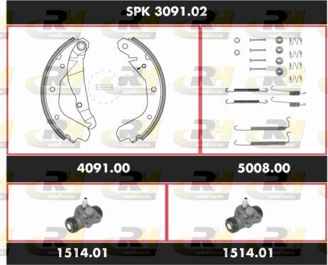 Roadhouse SPK 3091.02 - Комплект тормозных колодок, барабанные autosila-amz.com