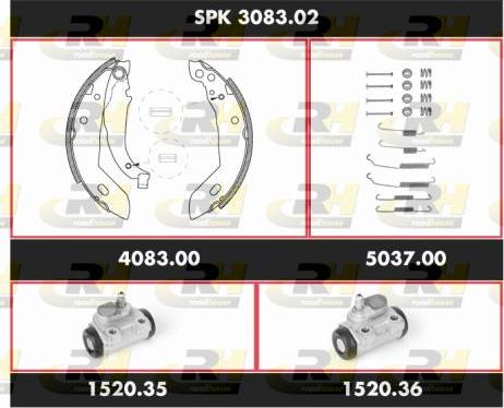 Roadhouse SPK 3083.02 - Комплект тормозных колодок, барабанные autosila-amz.com