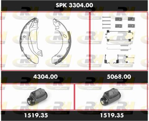 Roadhouse SPK 3304.00 - Комплект тормозных колодок, барабанные autosila-amz.com