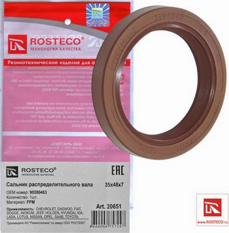 Rosteco 20651 - Уплотняющее кольцо, распредвал autosila-amz.com
