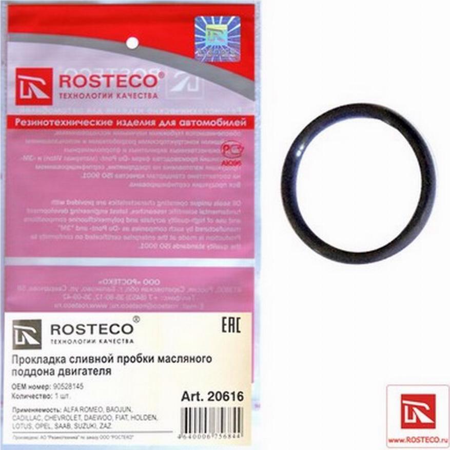 Rosteco 20616 - Уплотнительное кольцо, резьбовая пробка маслосливного отверстия autosila-amz.com