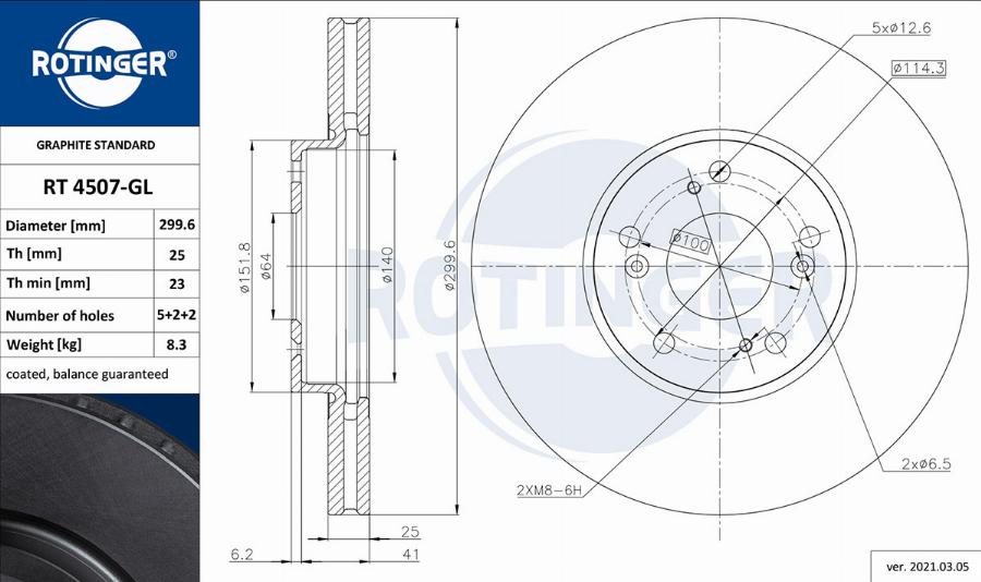 Rotinger RT 4507-GL - Тормозной диск autosila-amz.com