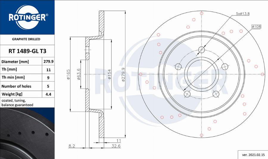 Rotinger RT 1489-GL T3 - Тормозной диск autosila-amz.com