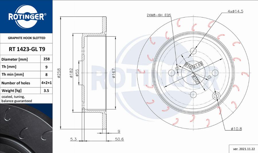 Rotinger RT 1423-GL T9 - Тормозной диск autosila-amz.com