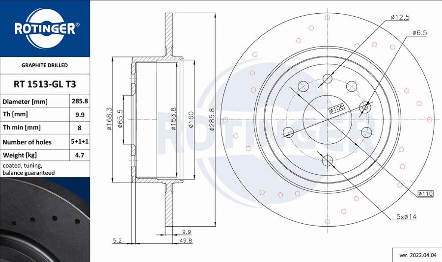 Rotinger RT 1513-GL T3 - Тормозной диск autosila-amz.com