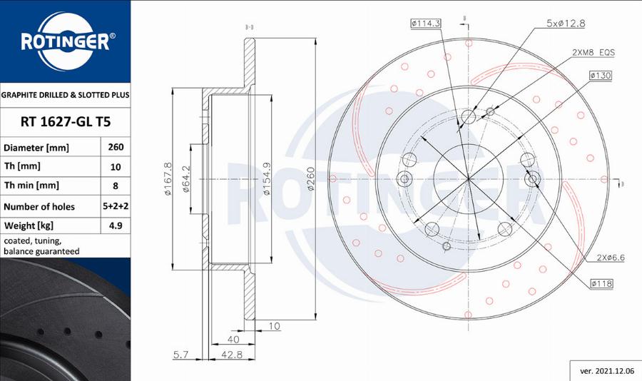 Rotinger RT 1627-GL T5 - Тормозной диск autosila-amz.com