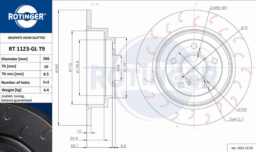 Rotinger RT 1123-GL T9 - Тормозной диск autosila-amz.com