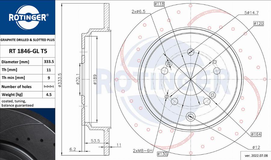 Rotinger RT 1846-GL T5 - Тормозной диск autosila-amz.com