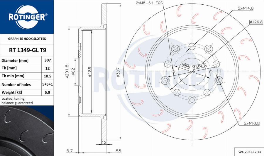 Rotinger RT 1349-GL T9 - Тормозной диск autosila-amz.com