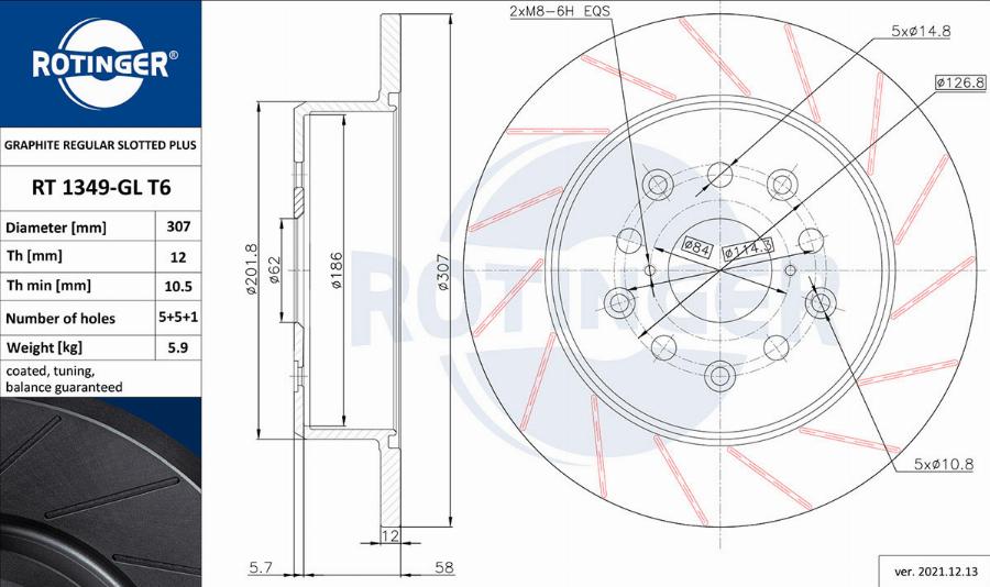 Rotinger RT 1349-GL T6 - Тормозной диск autosila-amz.com