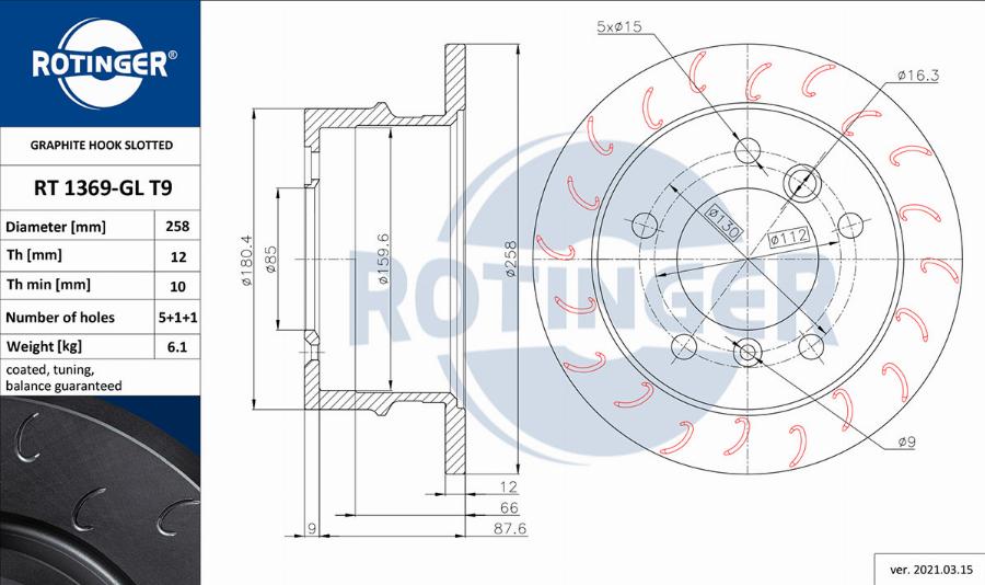 Rotinger RT 1369-GL T9 - Тормозной диск autosila-amz.com