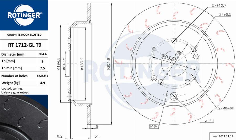 Rotinger RT 1712-GL T9 - Тормозной диск autosila-amz.com