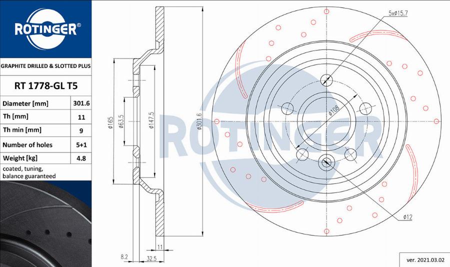 Rotinger RT 1778-GL T5 - Тормозной диск autosila-amz.com