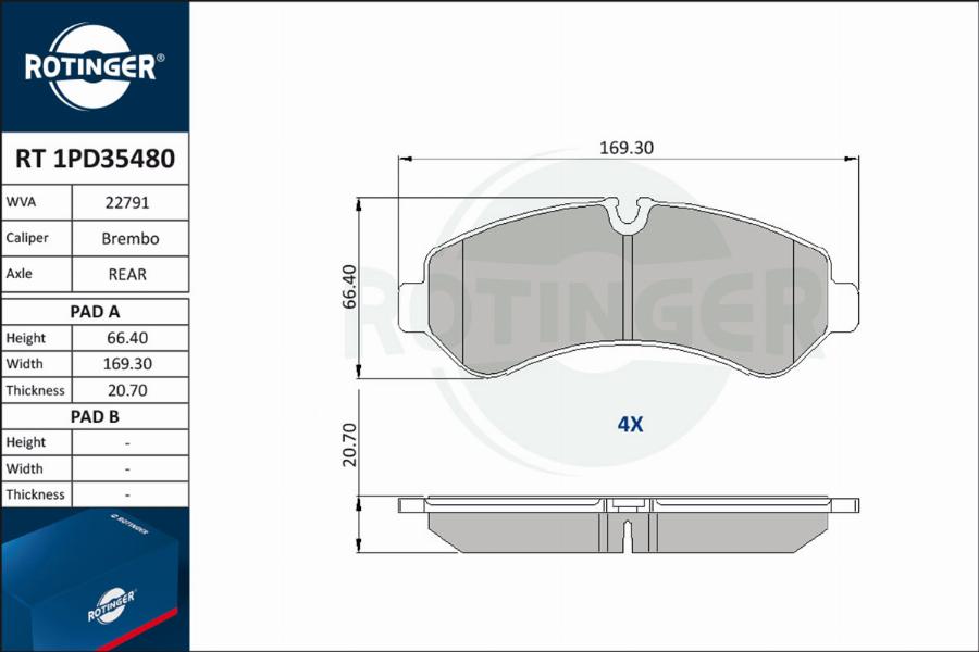 Rotinger RT 1PD35480 - Тормозные колодки, дисковые, комплект autosila-amz.com