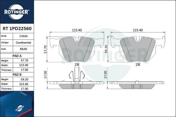 Rotinger RT 1PD22560 - Тормозные колодки, дисковые, комплект autosila-amz.com