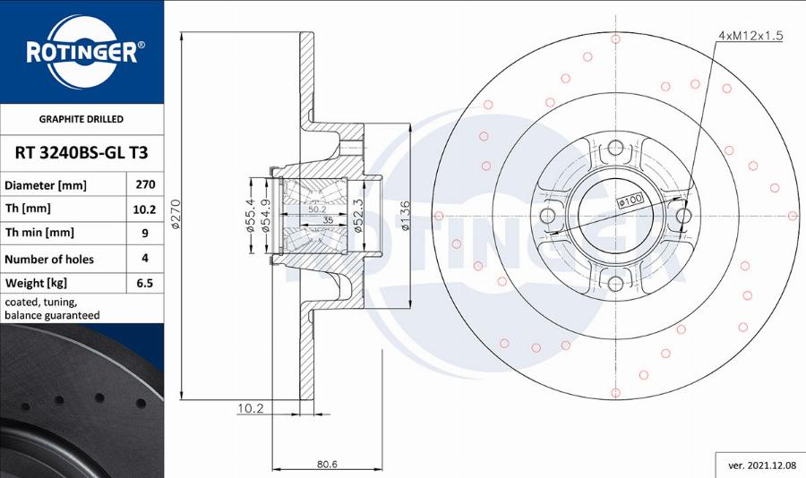 Rotinger RT 3240BS-GL T3 - Тормозной диск autosila-amz.com