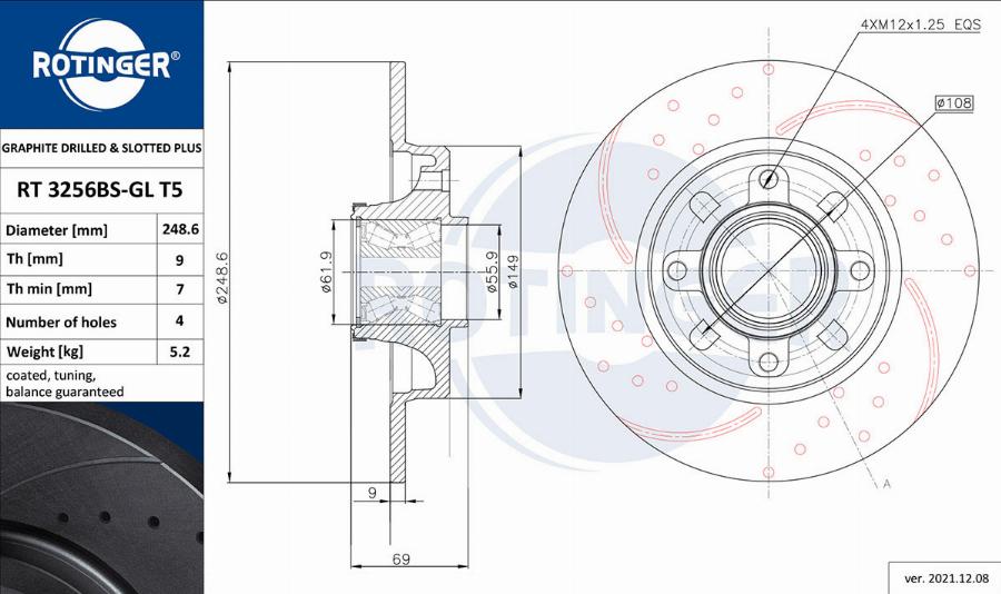 Rotinger RT 3256BS-GL T5 - Тормозной диск autosila-amz.com