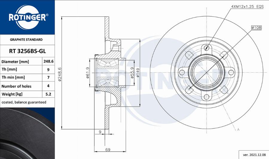 Rotinger RT 3256BS-GL - Тормозной диск autosila-amz.com