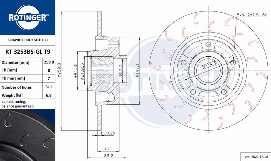 Rotinger RT 3253BS-GL T9 - Тормозной диск autosila-amz.com