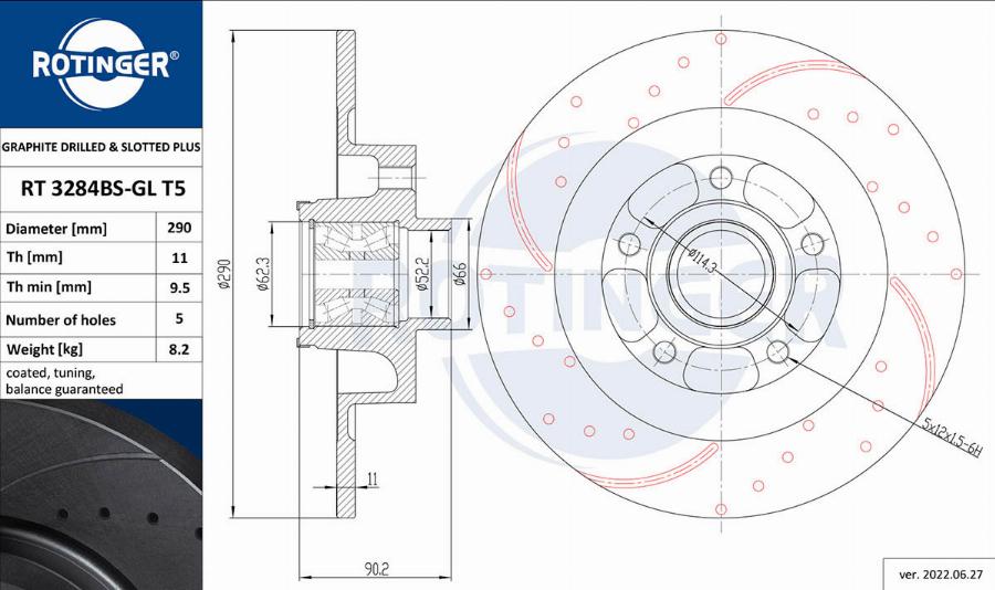 Rotinger RT 3284BS-GL T5 - Тормозной диск autosila-amz.com