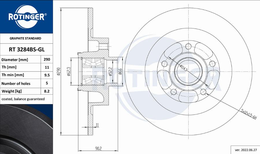 Rotinger RT 3284BS-GL - Тормозной диск autosila-amz.com