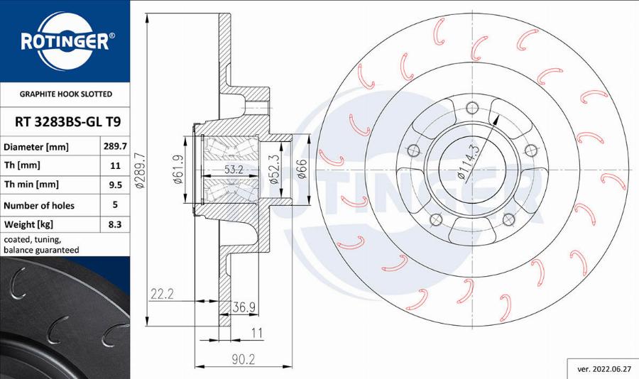 Rotinger RT 3283BS-GL T9 - Тормозной диск autosila-amz.com