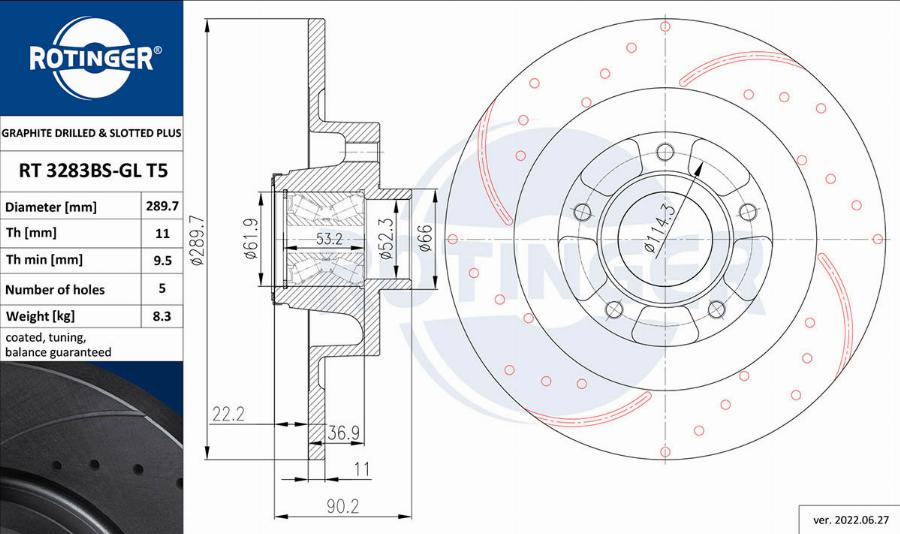 Rotinger RT 3283BS-GL T5 - Тормозной диск autosila-amz.com