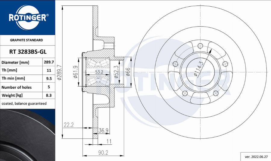 Rotinger RT 3283BS-GL - Тормозной диск autosila-amz.com